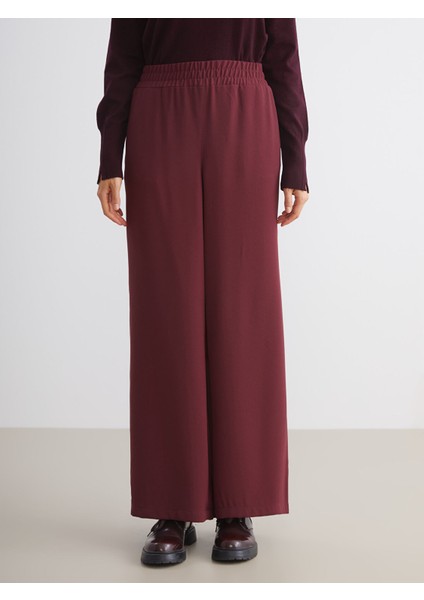 Yeni Sezon Beli Lastikli Geniş Paça Kadın Pantolon modelleri