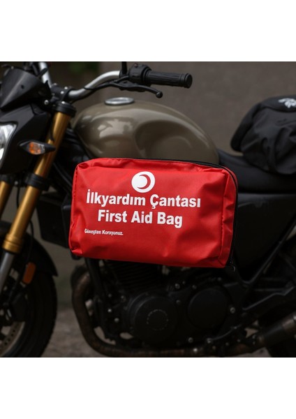 Motorsiklet Ilk Yardım Çantası Tüvtürk Uyumlu 35 Parça Ilk Yardım Seti Boyunluklu