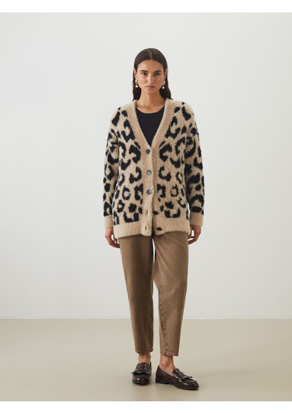 Yeni Sezon V Yaka Desenli Kadın Triko Hırka fiyatları