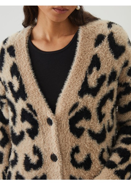 Yeni Sezon V Yaka Desenli Kadın Triko Hırka modelleri