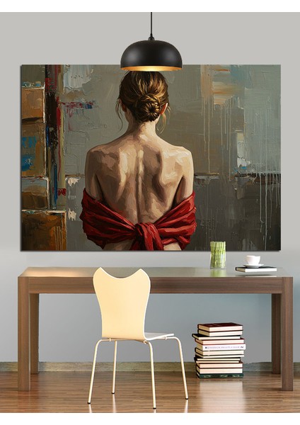 Arkası Dönük Genç Kadın Portresi Dekoratif Kanvas - Mdf Ahşap Tablo fiyatları