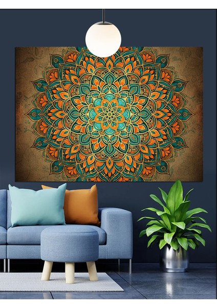 Karmaşık Geometrik Mandala Desenli Sanat Dekoratif Kanvas - Mdf Ahşap Tablo modelleri