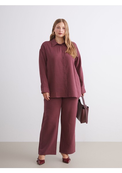 Yeni Sezon Beli Lastikli Dokulu Müslin Kadın Pantolon fiyatları