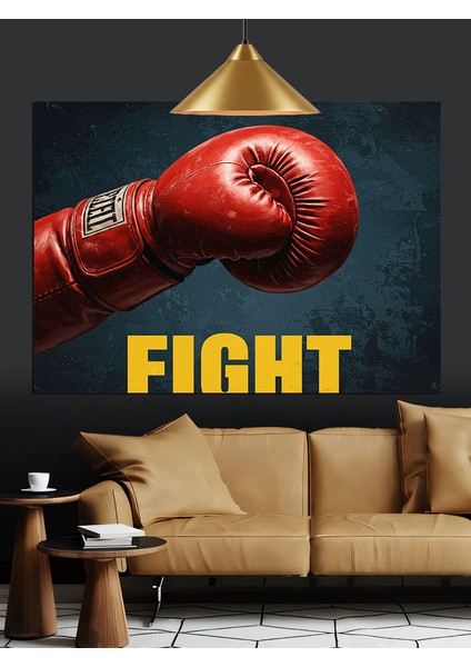 Kırmızı Boks Eldiveni ve Fıght Yazısı Dekoratif Kanvas - Mdf Ahşap Tablo modelleri