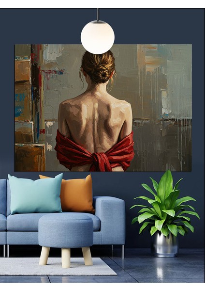 Arkası Dönük Genç Kadın Portresi Dekoratif Kanvas - Mdf Ahşap Tablo modelleri