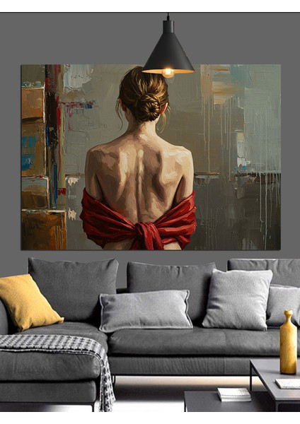Arkası Dönük Genç Kadın Portresi Dekoratif Kanvas - Mdf Ahşap Tablo indirimleri