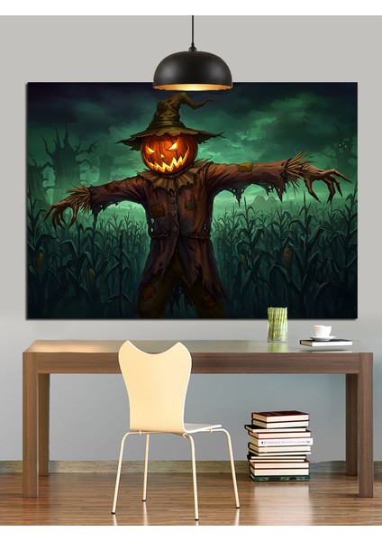 Korkuluk Kafalı Cadılar Bayramı Figürü Dekoratif Kanvas - Mdf Ahşap Tablo modelleri