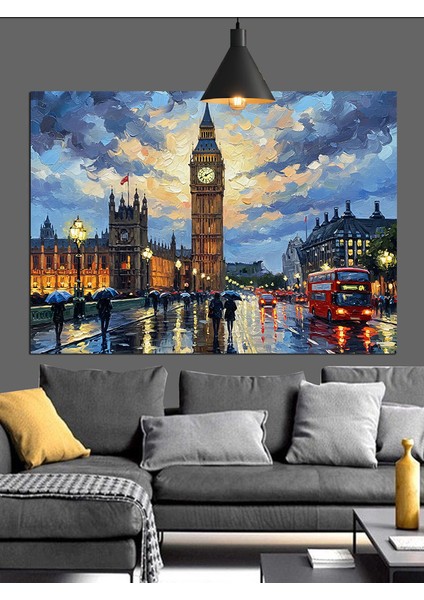 Gece Londra Şehir Manzarası Dekoratif Kanvas - Mdf Ahşap Tablo modelleri