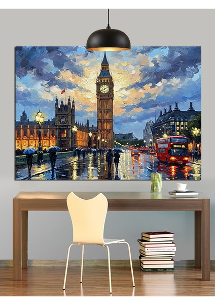 Gece Londra Şehir Manzarası Dekoratif Kanvas - Mdf Ahşap Tablo indirimleri