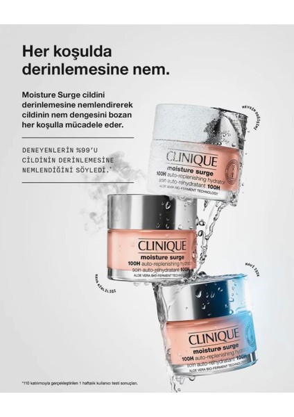 Clinique Moisture Surge 100 Saat Etkili Nemlendirici Yüz Kremi 30ML | Aloe Vera Bioferment, Hyalüronik Asit indirimleri