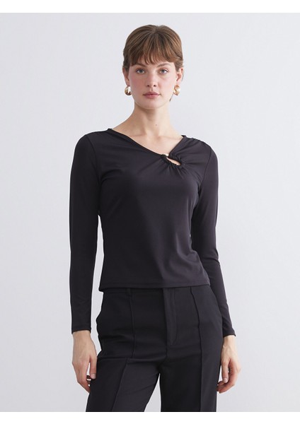 Yeni Sezon Büyük Beden V Yaka Büzgülü Bluz