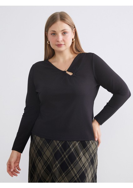 Yeni Sezon Büyük Beden V Yaka Büzgülü Bluz fiyatları