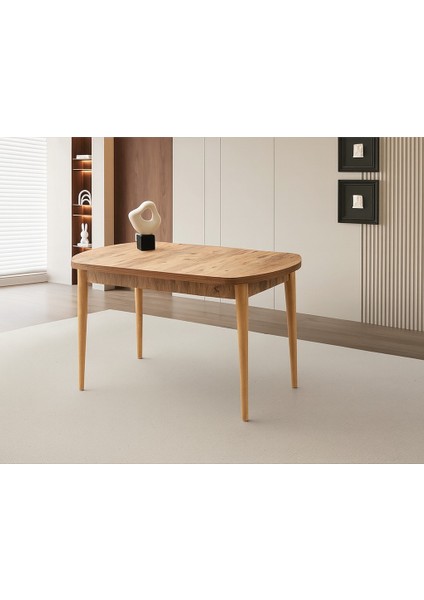 Ortadan Açılır Ahşap Yemek Masası Gizli Kaşıklık Bölmeli 80 cm x 140 cm Diş Budak -Sadece Masa Fiyatıdır