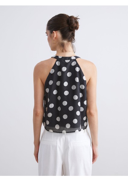 Yeni Sezon Halter Yaka Puantiyeli Bluz fırsatları