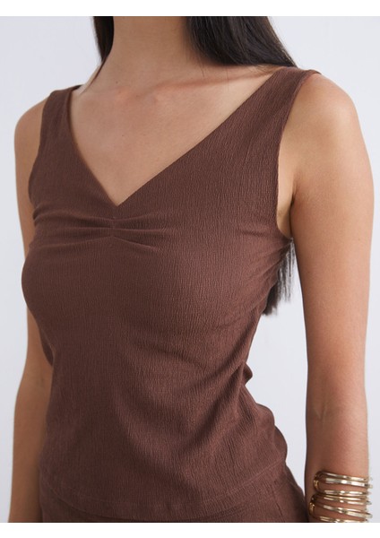 Yeni Sezon V Yaka Dokulu Büzgülü Bluz modelleri