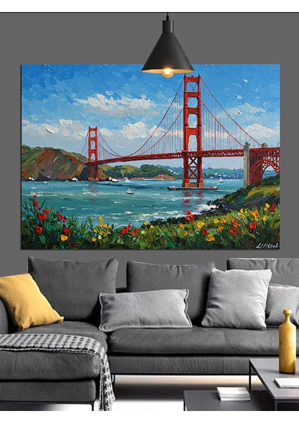 San Francisco'daki Meşhur Golden Gate Köprüsü Dekoratif Kanvas - Mdf Ahşap Tablo fiyatları