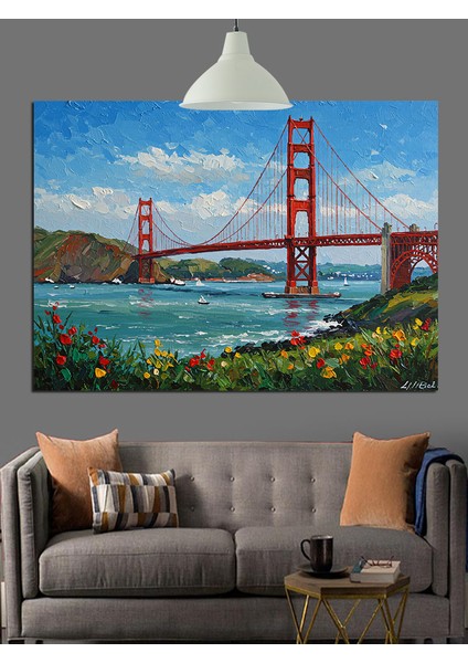 San Francisco'daki Meşhur Golden Gate Köprüsü Dekoratif Kanvas - Mdf Ahşap Tablo modelleri