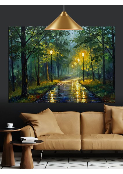 Yeşil Ormanda Sessiz Patika Yolu Dekoratif Kanvas - Mdf Ahşap Tablo fiyatları