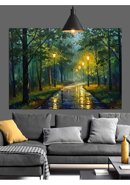Yeşil Ormanda Sessiz Patika Yolu Dekoratif Kanvas - Mdf Ahşap Tablo modelleri