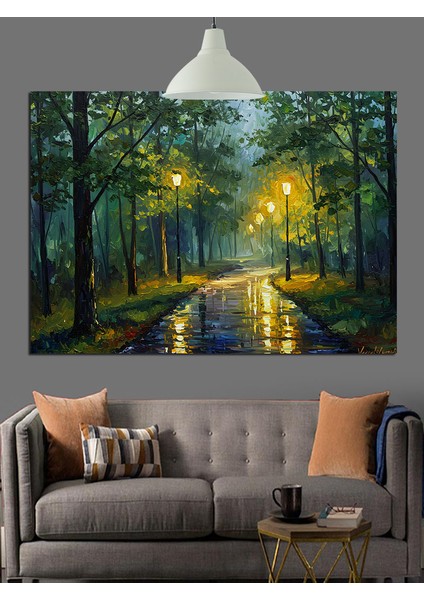 Yeşil Ormanda Sessiz Patika Yolu Dekoratif Kanvas - Mdf Ahşap Tablo fırsatları