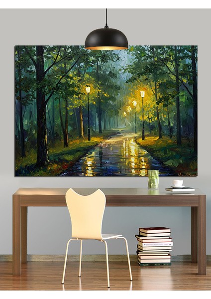 Yeşil Ormanda Sessiz Patika Yolu Dekoratif Kanvas - Mdf Ahşap Tablo indirimleri