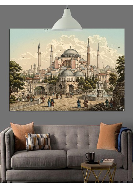 Tarihi Istanbul Şehir Silüeti Manzarası Dekoratif Kanvas - Mdf Ahşap Tablo modelleri