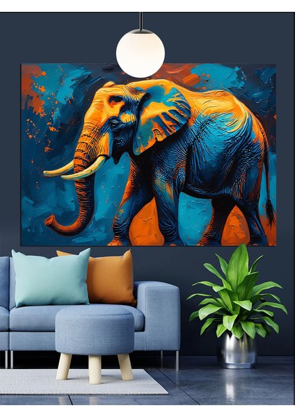 Neon Renklerde Boyanmış Hint Fili Dekoratif Kanvas - Mdf Ahşap Tablo fırsatları