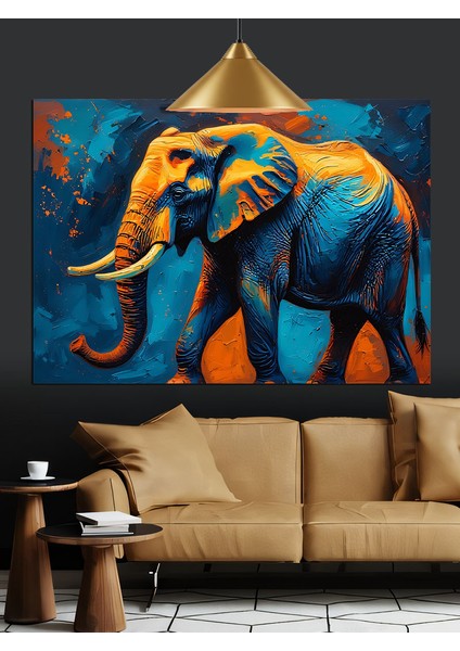 Neon Renklerde Boyanmış Hint Fili Dekoratif Kanvas - Mdf Ahşap Tablo indirimleri