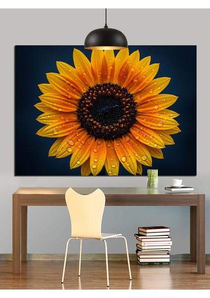 Dev Ayçiçeği Çiçeği Yakın Plan Dekoratif Kanvas - Mdf Ahşap Tablo