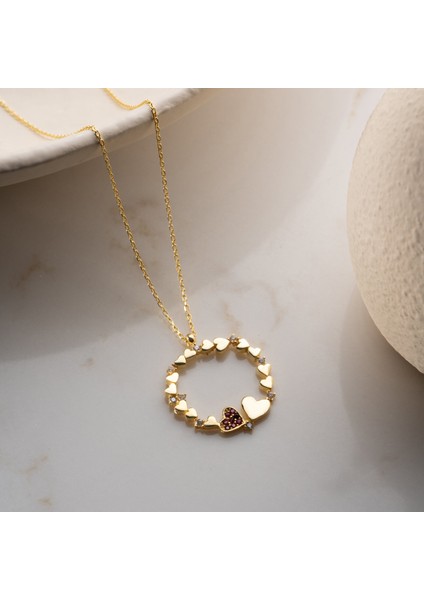 925 Ayar Gümüş Kalp Çemberi Gold Kolye fiyatları