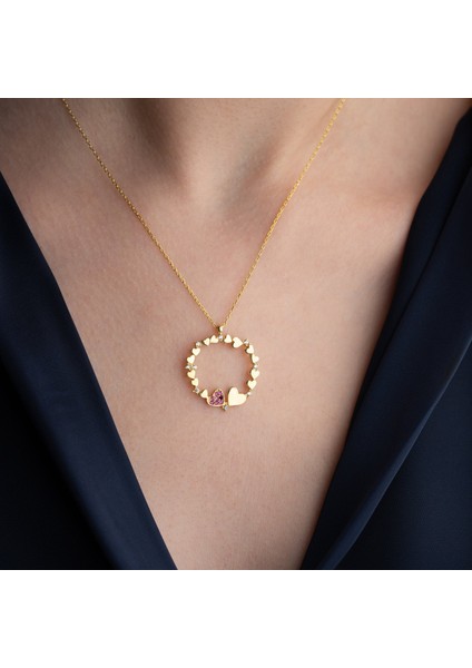 925 Ayar Gümüş Kalp Çemberi Gold Kolye modelleri