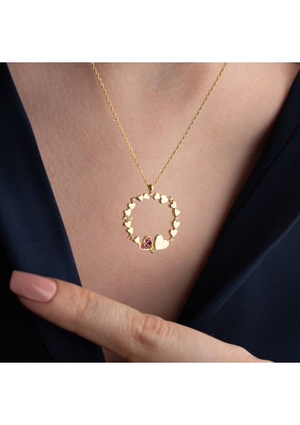 925 Ayar Gümüş Kalp Çemberi Gold Kolye indirimleri