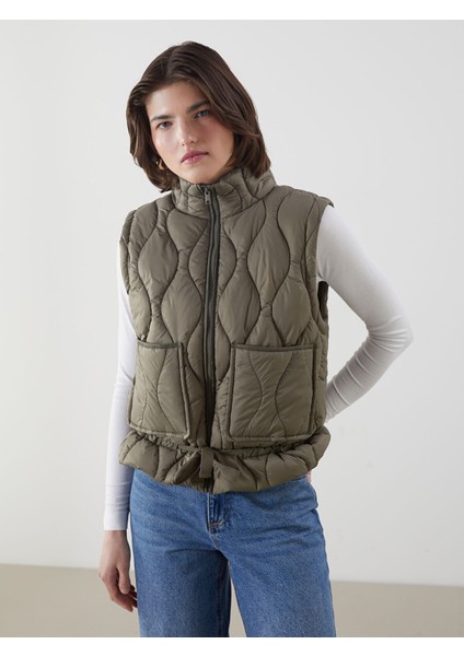 Yeni Sezon Dik Yaka Kapitone Oversize Kadın Şişme Yelek