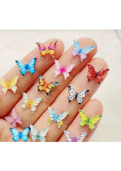 10 Adet Mini Kelebek Tırnak Süsleme Taşları Tırnak Charmı Tırnak Süsü
