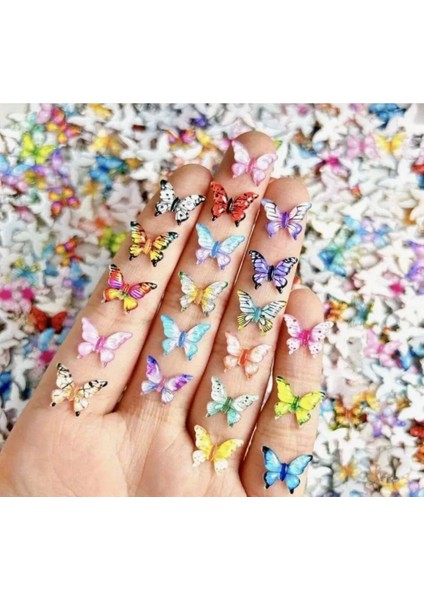 10 Adet Mini Kelebek Tırnak Süsleme Taşları Tırnak Charmı Tırnak Süsü modelleri