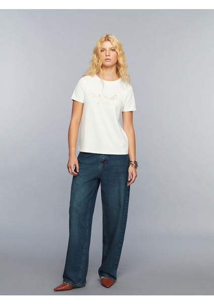 Yeni Sezon Bisiklet Yaka Slogan Baskılı Kadın Tişört fiyatları