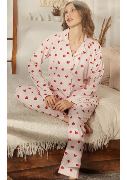 Süet Battal Beden Düğmeli Anne Pijama Takımı