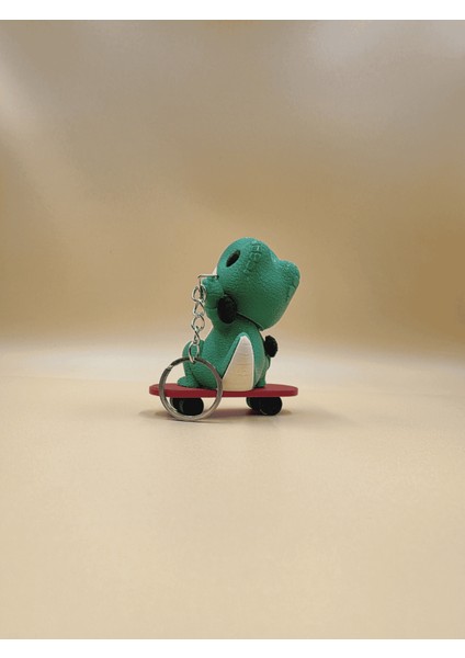 Yeşil Kırmızı Kaykaylı Dino Anahtarlık / Verslab Print modelleri