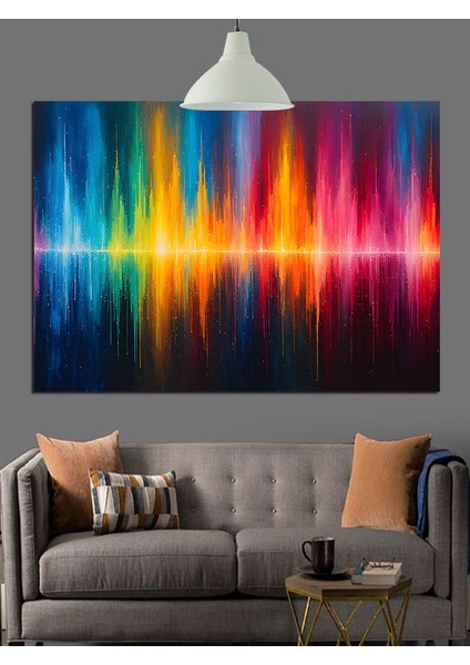 Dikey Renkli Işıkların Soyut Illüstrasyonu Dekoratif Kanvas - Mdf Ahşap Tablo