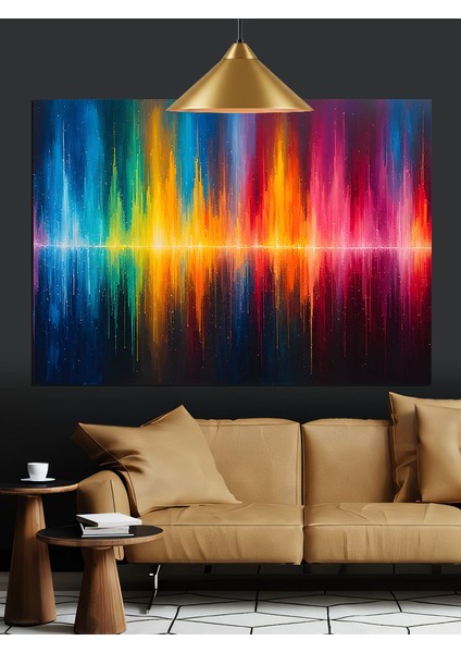 Dikey Renkli Işıkların Soyut Illüstrasyonu Dekoratif Kanvas - Mdf Ahşap Tablo fırsatları