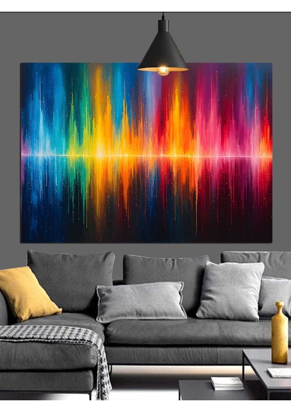 Dikey Renkli Işıkların Soyut Illüstrasyonu Dekoratif Kanvas - Mdf Ahşap Tablo indirimleri