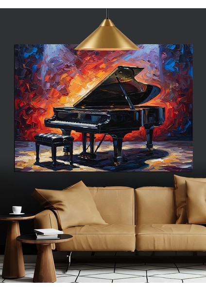 Kuyruklu Piyano ve Piyano Taburesi Dekoratif Kanvas - Mdf Ahşap Tablo modelleri