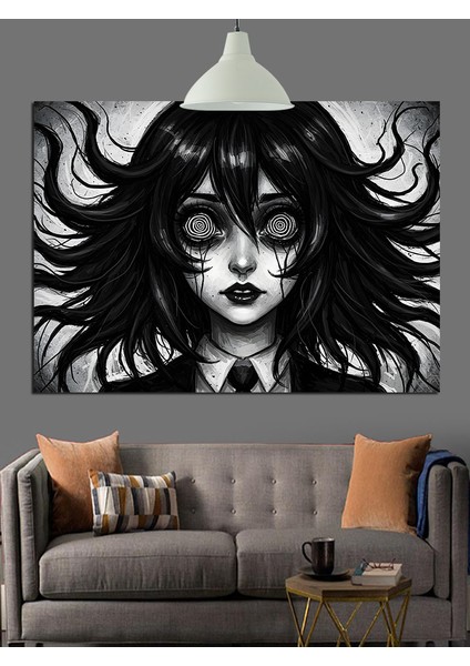 Koyu Tonlarda Gotik Kız Portresi Dekoratif Kanvas - Mdf Ahşap Tablo