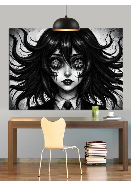 Koyu Tonlarda Gotik Kız Portresi Dekoratif Kanvas - Mdf Ahşap Tablo fiyatları