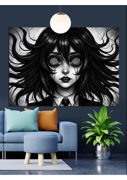 Koyu Tonlarda Gotik Kız Portresi Dekoratif Kanvas - Mdf Ahşap Tablo modelleri