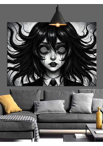 Koyu Tonlarda Gotik Kız Portresi Dekoratif Kanvas - Mdf Ahşap Tablo indirimleri
