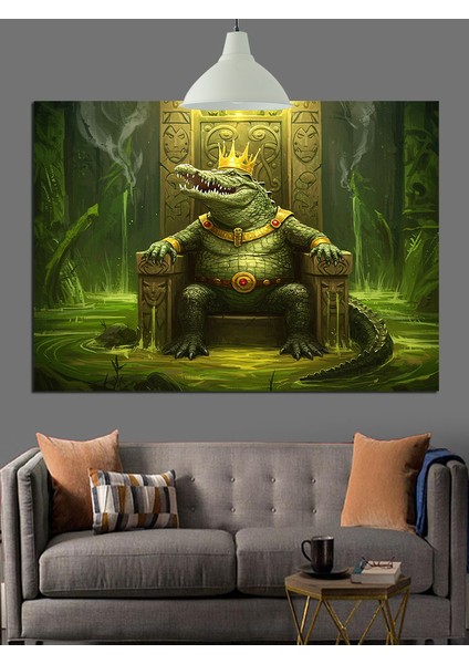 Yeşillikler Arasında Dev Canavar Figürü Dekoratif Kanvas - Mdf Ahşap Tablo