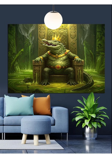 Yeşillikler Arasında Dev Canavar Figürü Dekoratif Kanvas - Mdf Ahşap Tablo modelleri
