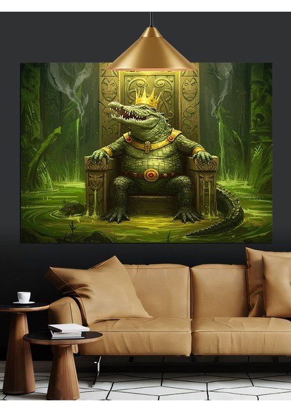 Yeşillikler Arasında Dev Canavar Figürü Dekoratif Kanvas - Mdf Ahşap Tablo fırsatları