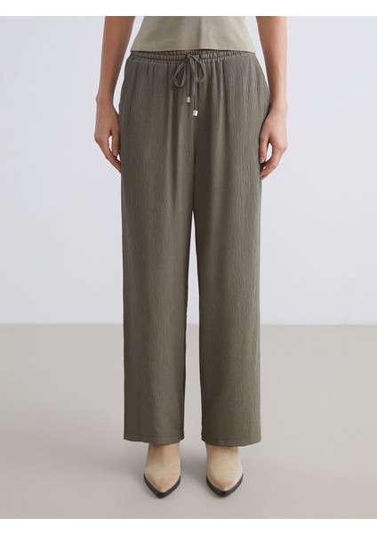 Yeni Sezon Beli Lastikli Dokulu Kadın Pantolon modelleri